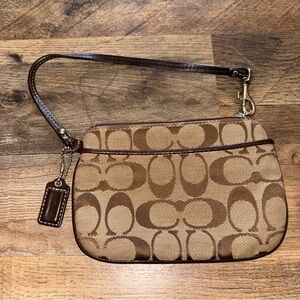 Coach Brown and Tan Signature Clutch